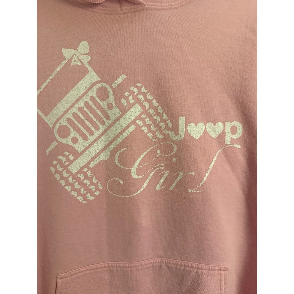 Jeep Girls Pink Graphic Hoodie Women's Large Port & Company Off Road 4x4
